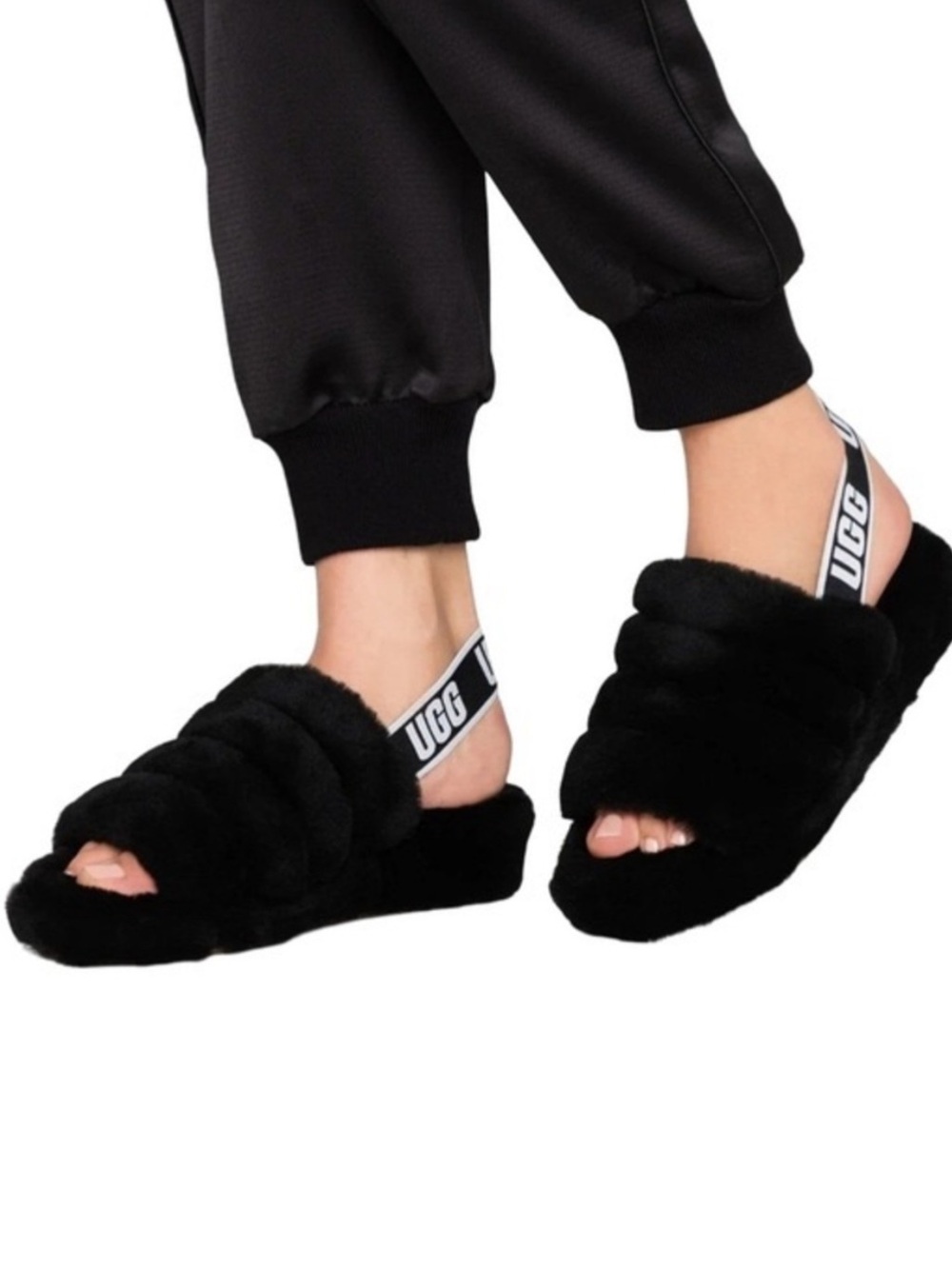 Ugg Black Fluff Yeah Slides Women’s Size 6